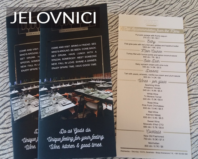 JELOVNICI ZA RESTORANE